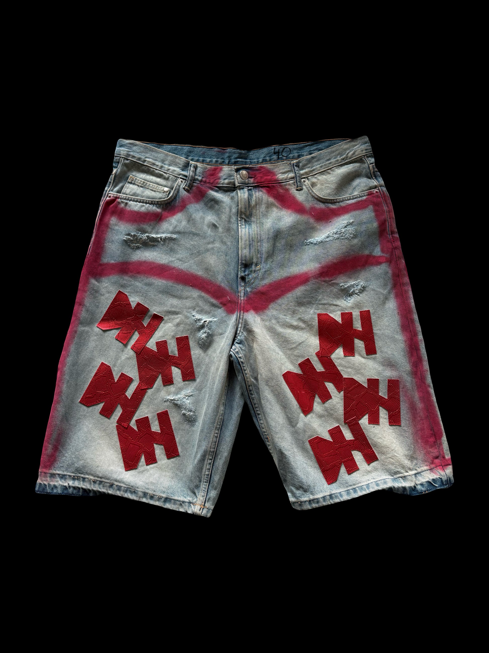 1/1 RED DENIM SHORTS