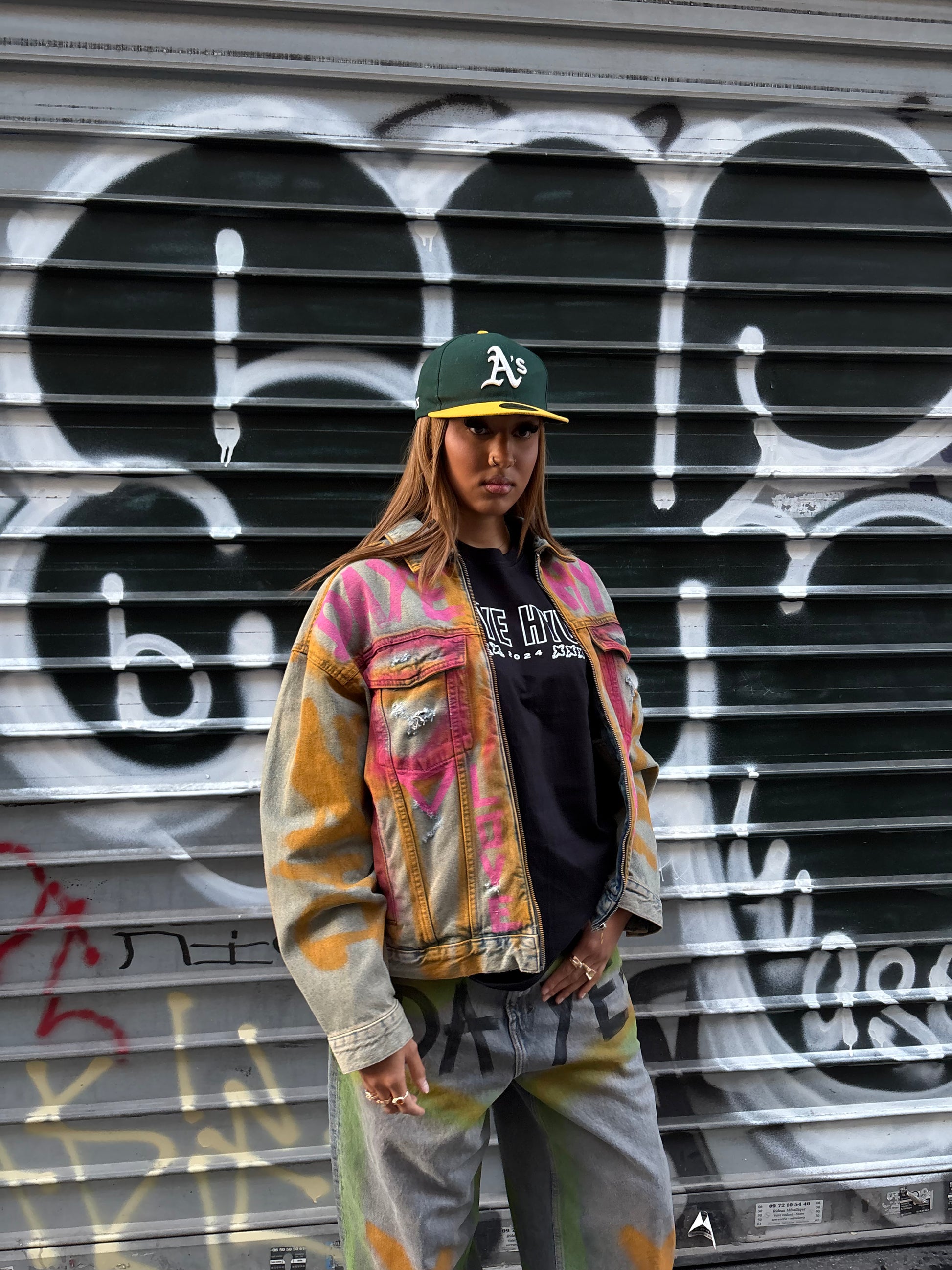 ONE OF ONE DENIM PINK GRAFFITI JACKET
