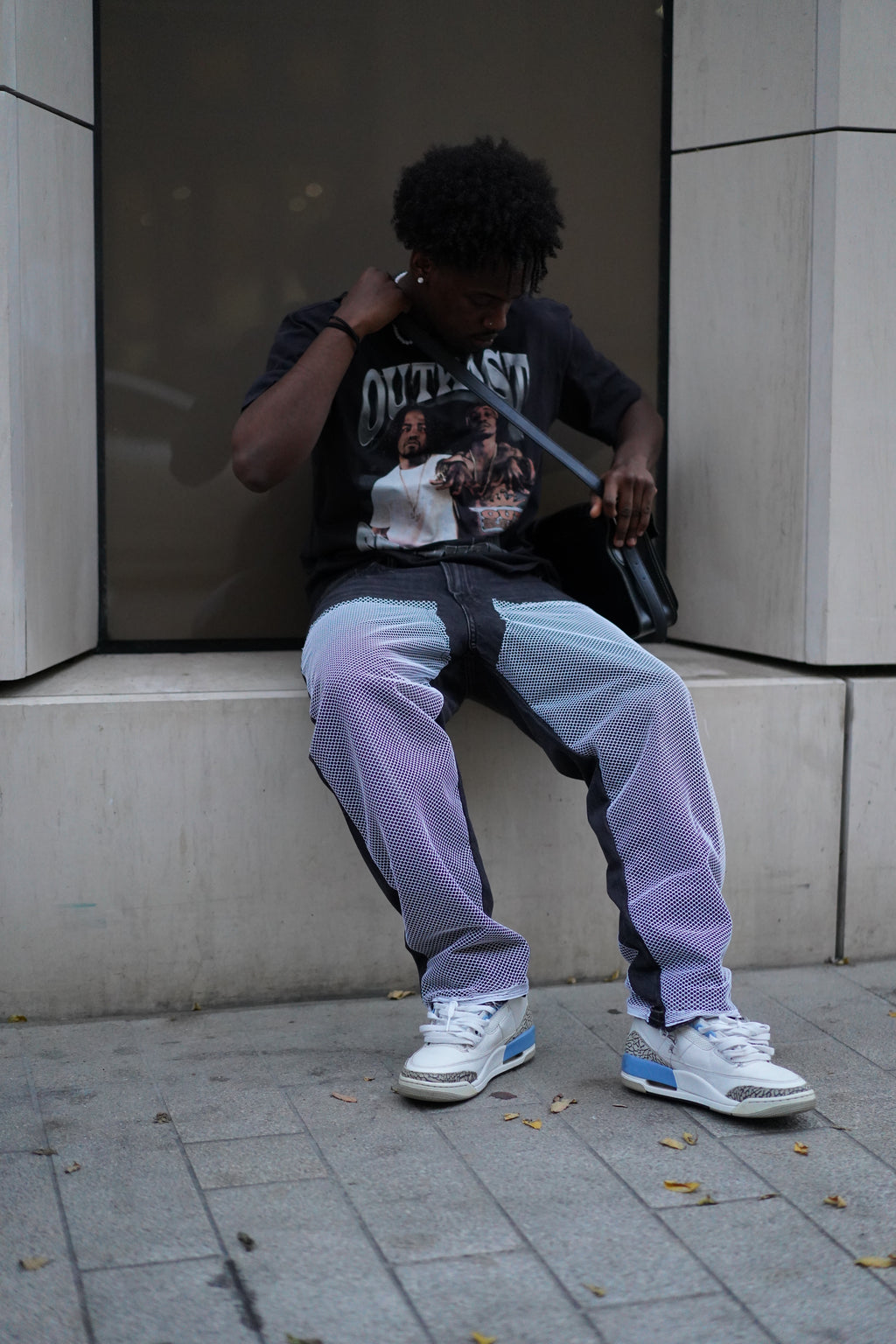 ONE OF ONE BLACK NET DENIM PANTS