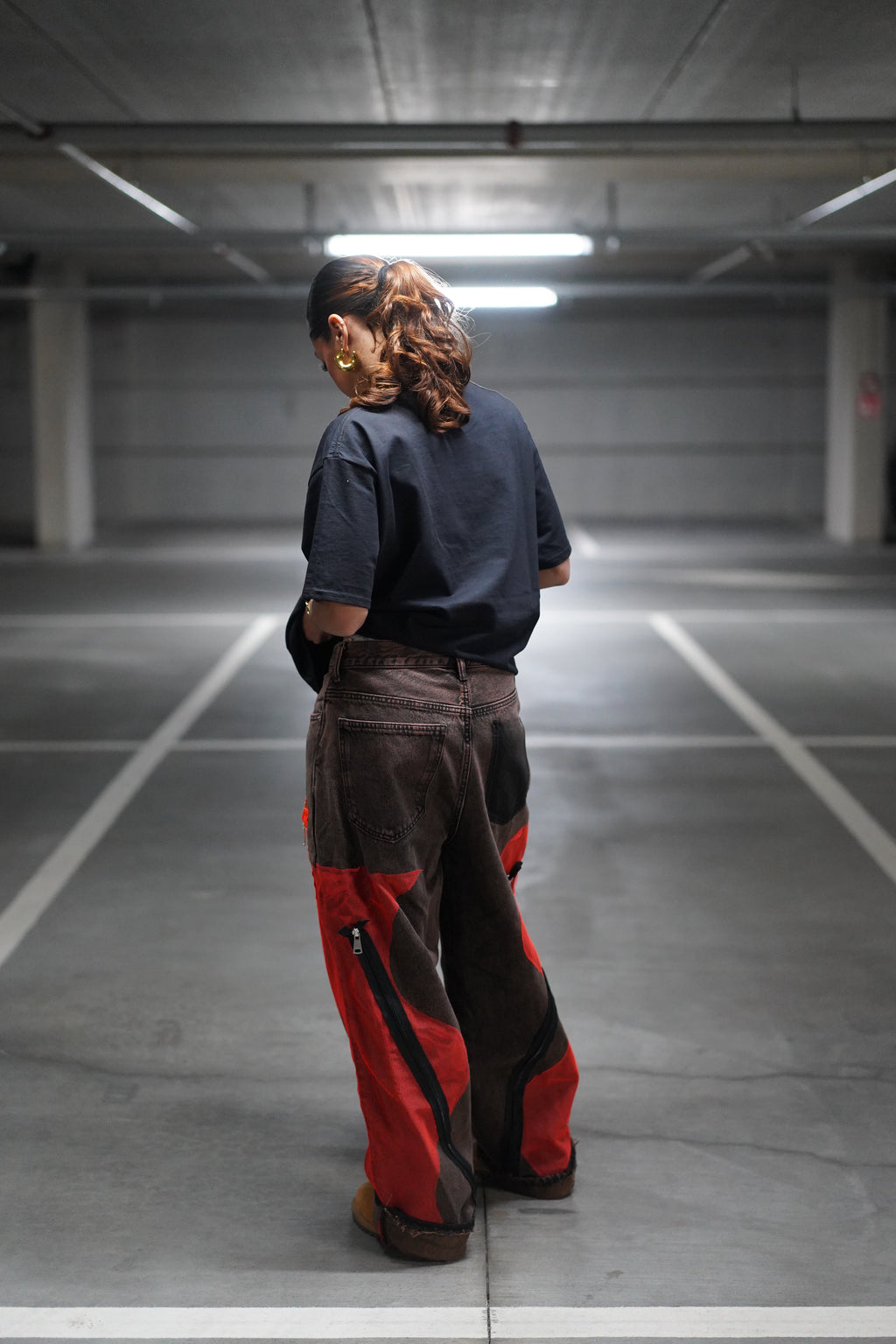 ONE OF ONE ORANGE NETLINE ZIPPER DENIM