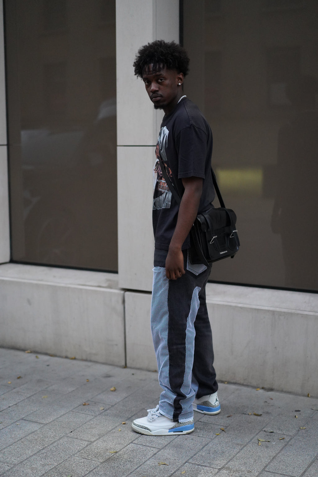 ONE OF ONE BLACK NET DENIM PANTS