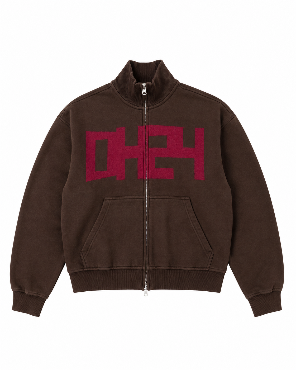 "DH24" Relaxed Fit Boxy Brown/Pink Track Jacket