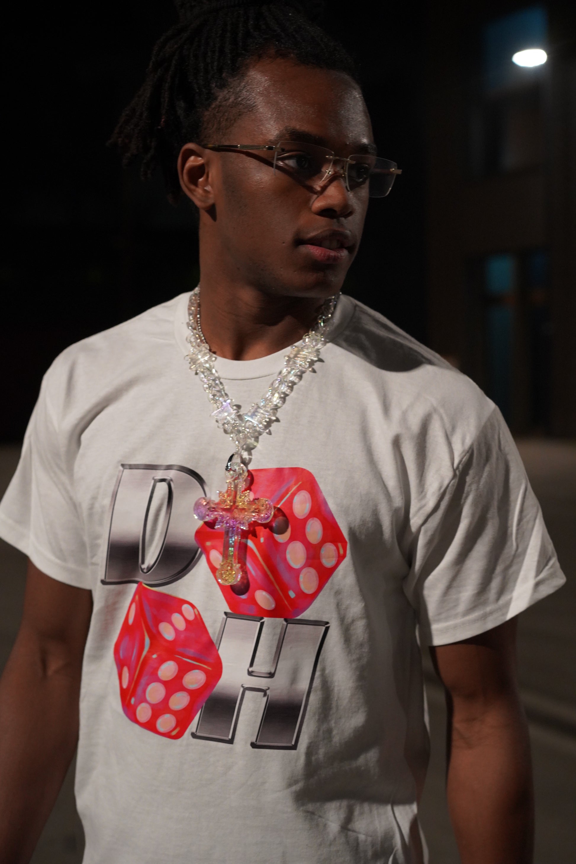 WHITE DICE TEE