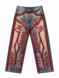 Rust Graffiti Denim Pants