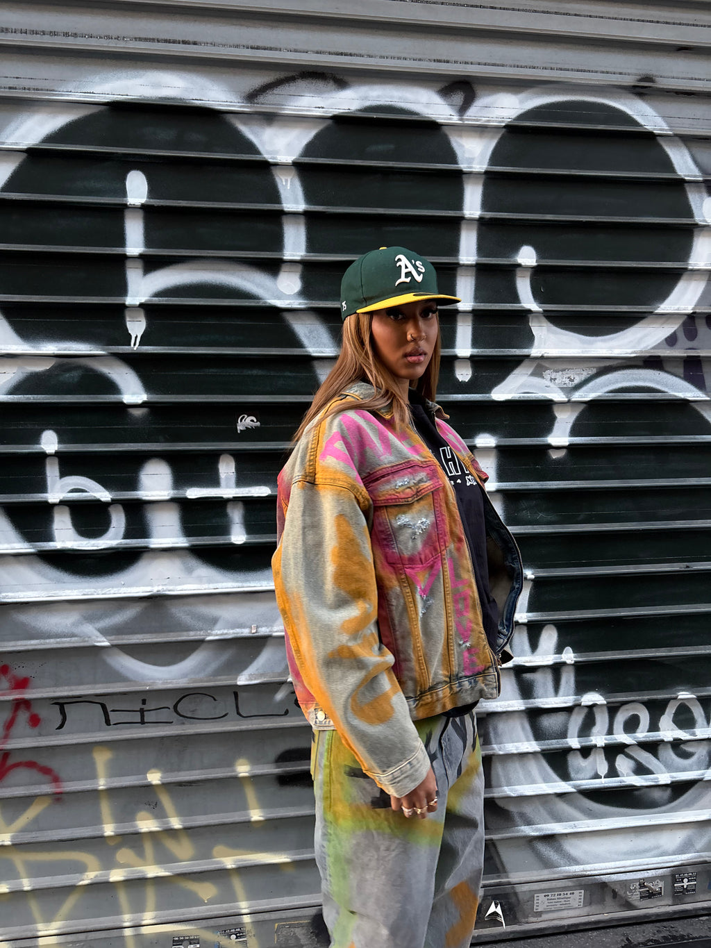 ONE OF ONE DENIM PINK GRAFFITI JACKET