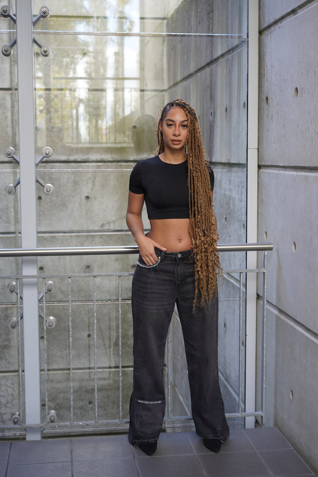 ONE OF ONE FLARED CRYSTAL DENIM