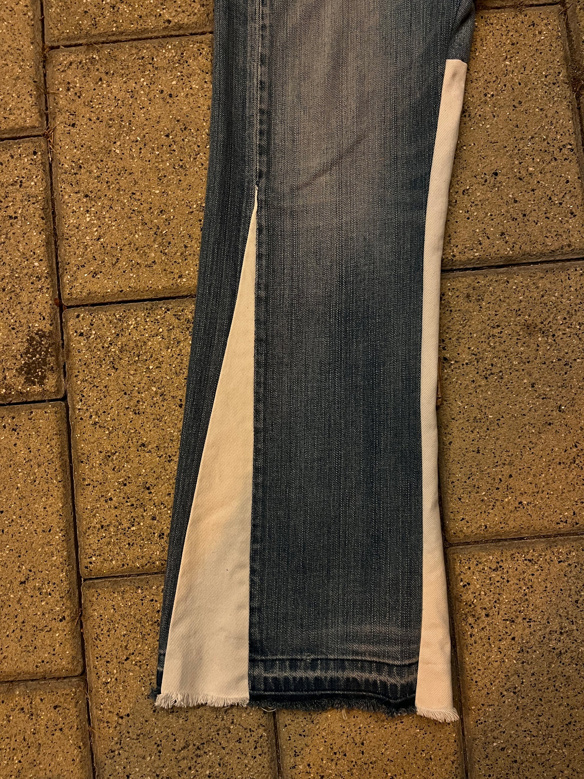 REIMAGINED LEVIS 501 DENIM PANTS WITH PEARLS