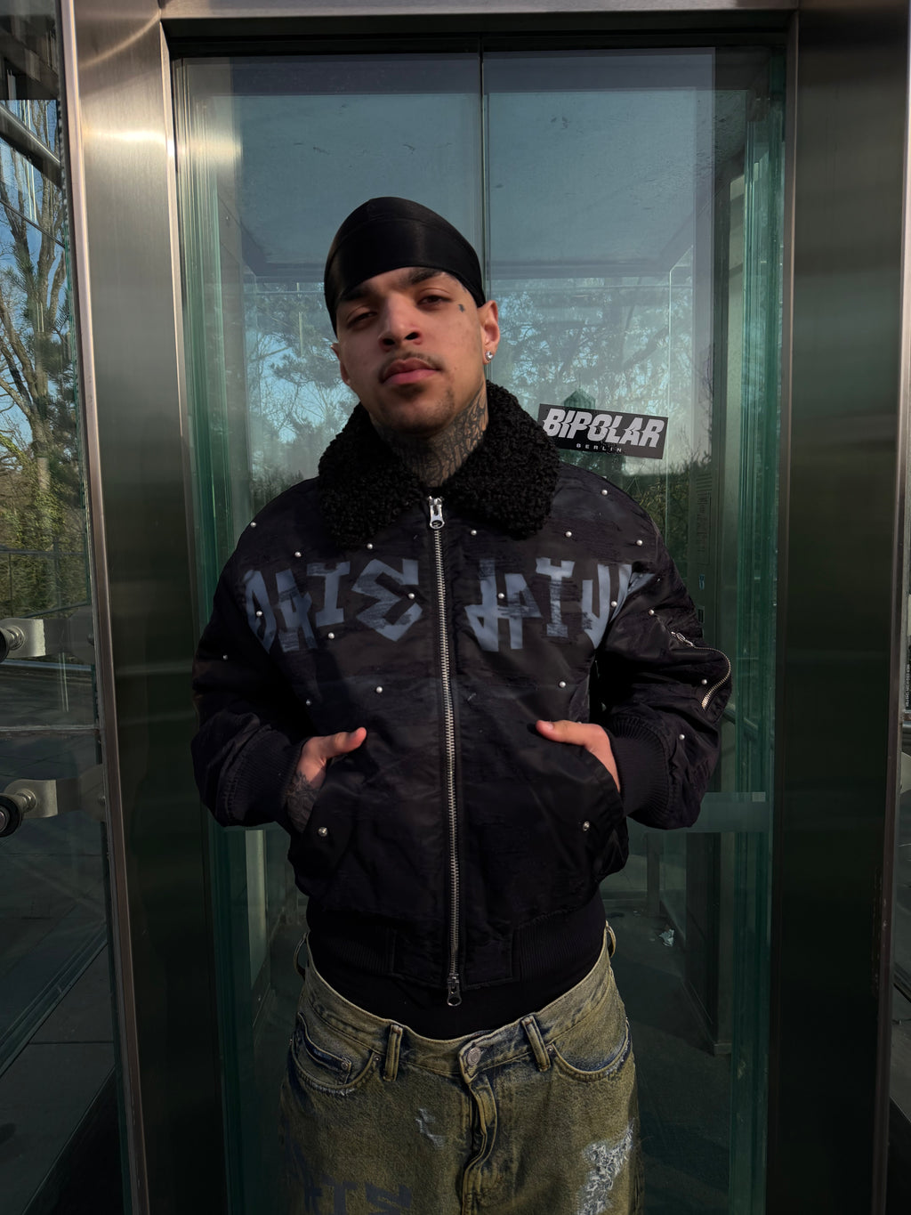 Shadow Script Bomber Jacket