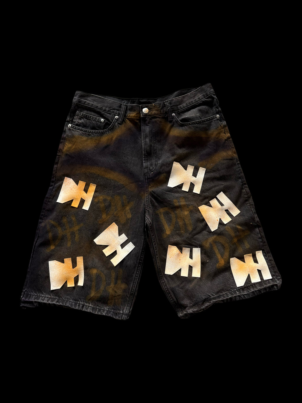 1/1 ORANGE AND MAUVE DENIM SHORTS