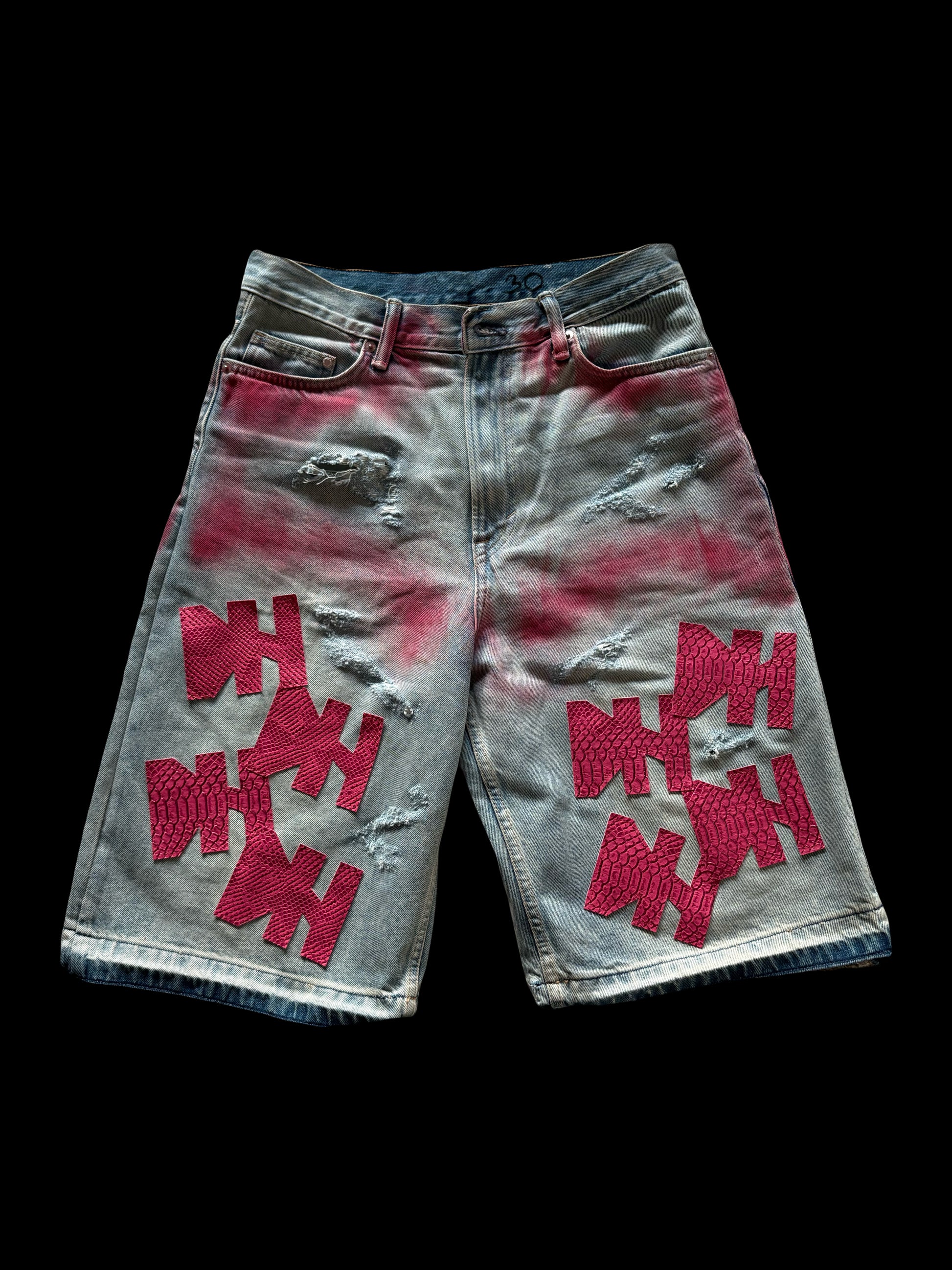 1/1 PINK AND RED DENIM SHORTS
