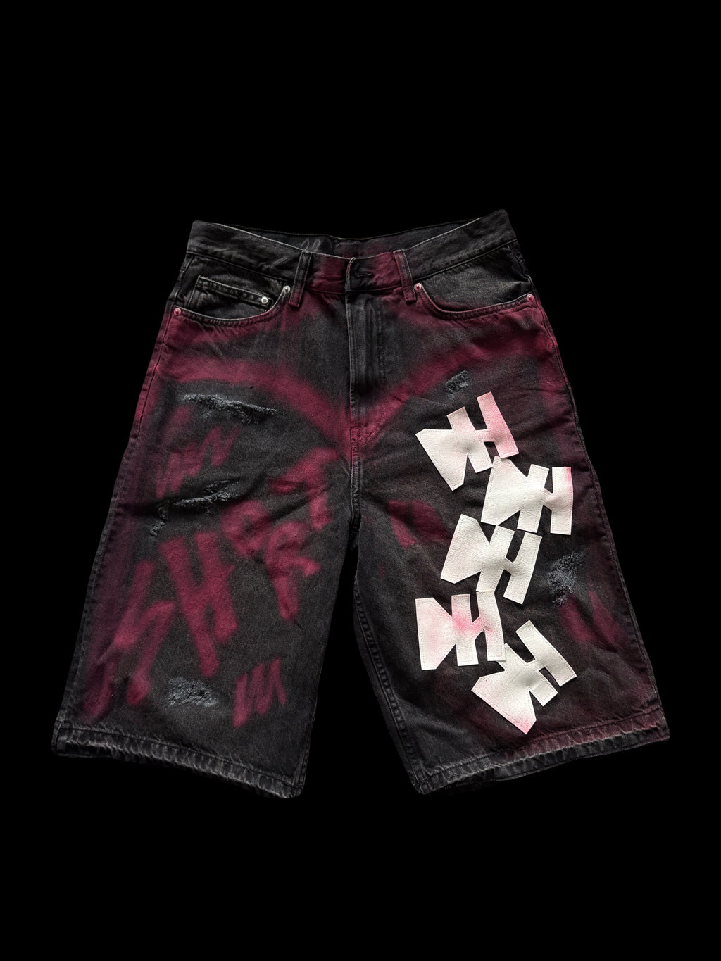 1/1 WHITE AND PINK DENIM SHORTS