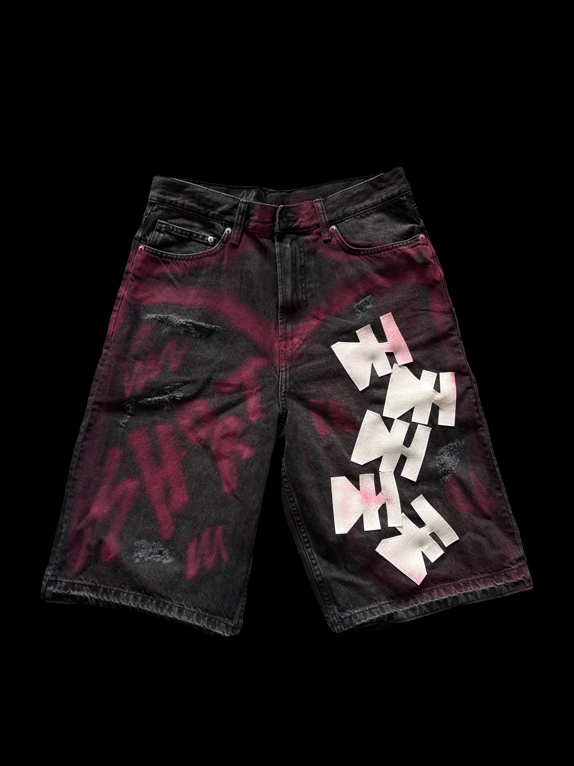 1/1 WHITE AND PINK DENIM SHORTS