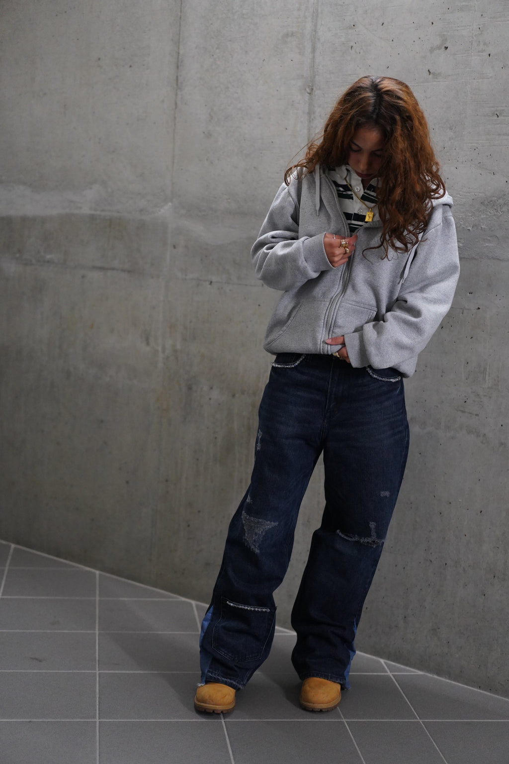 ONE OF ONE DARK BLUE CRYSTAL DENIM