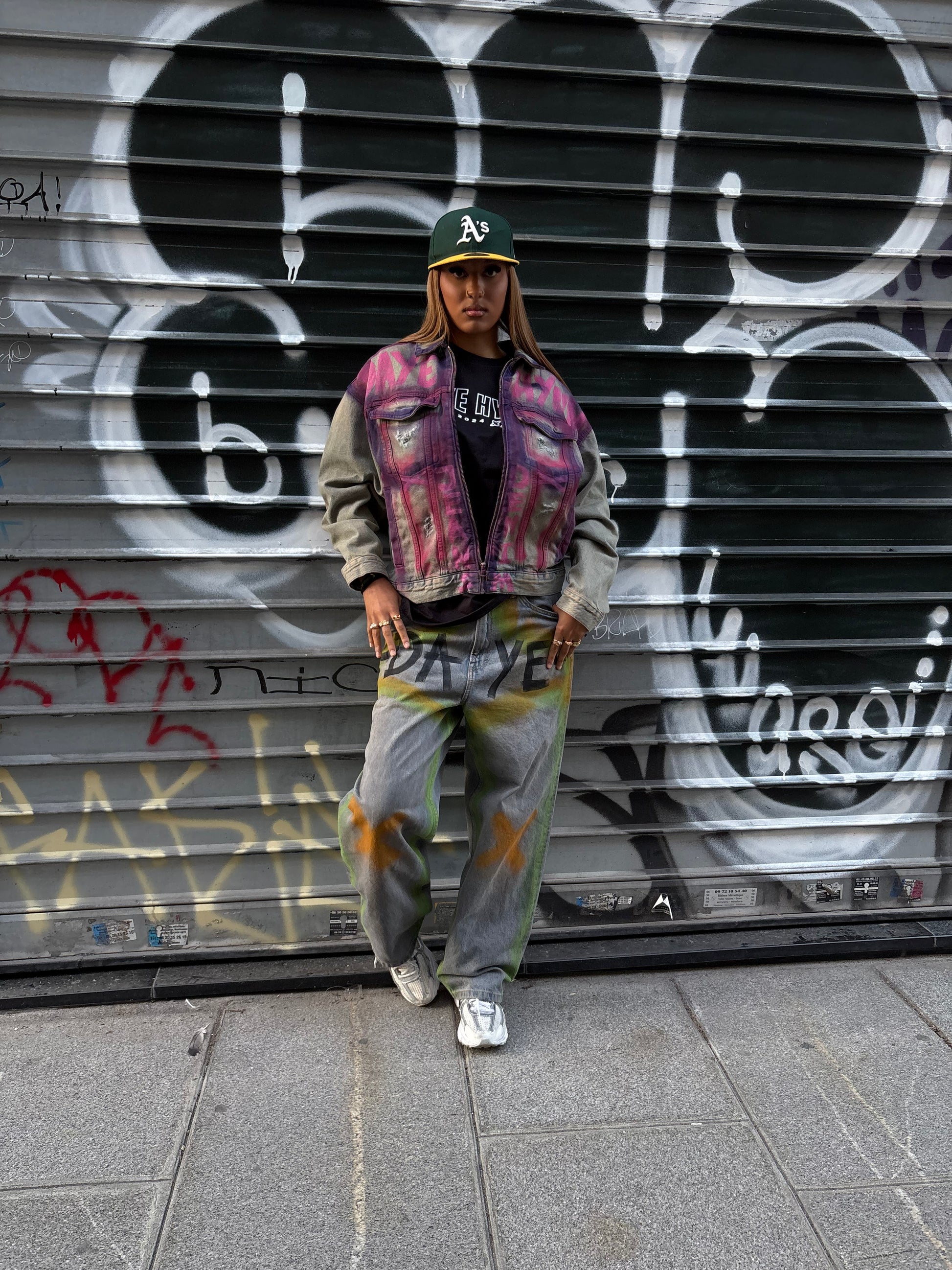ONE OF ONE DENIM MAUVE GRAFFITI JACKET