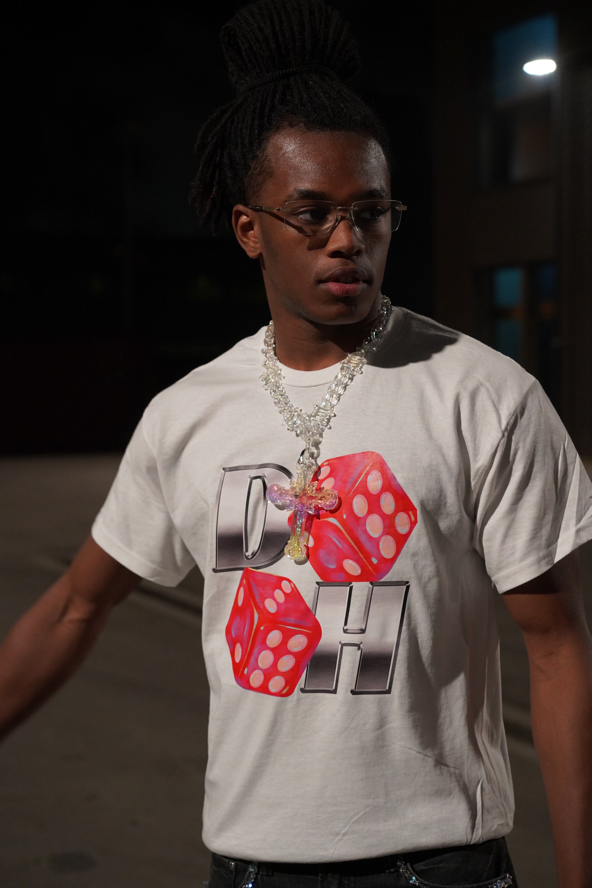 WHITE DICE TEE