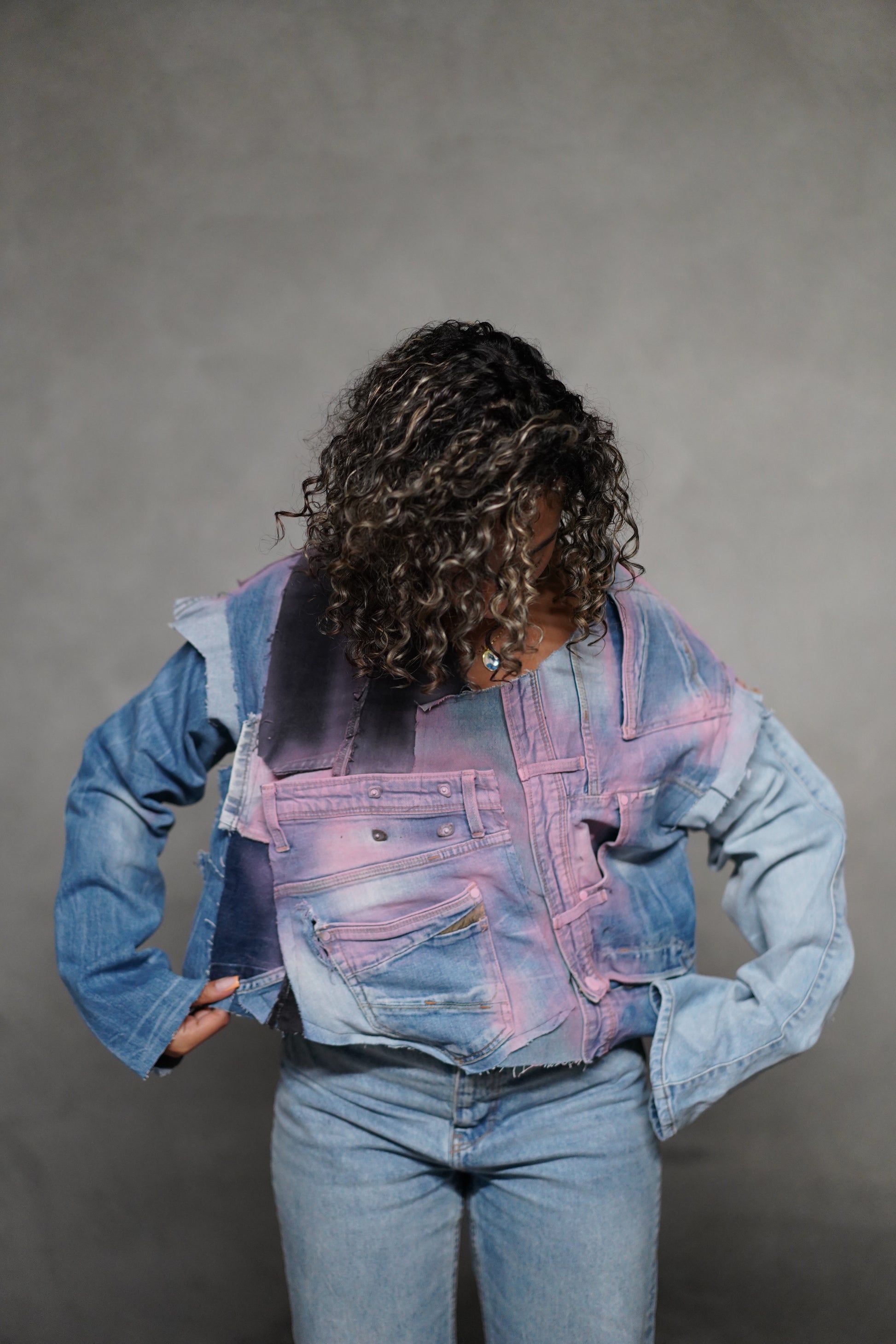 ONE OF ONE DENIM X GRAFFITI CROPPED TOP