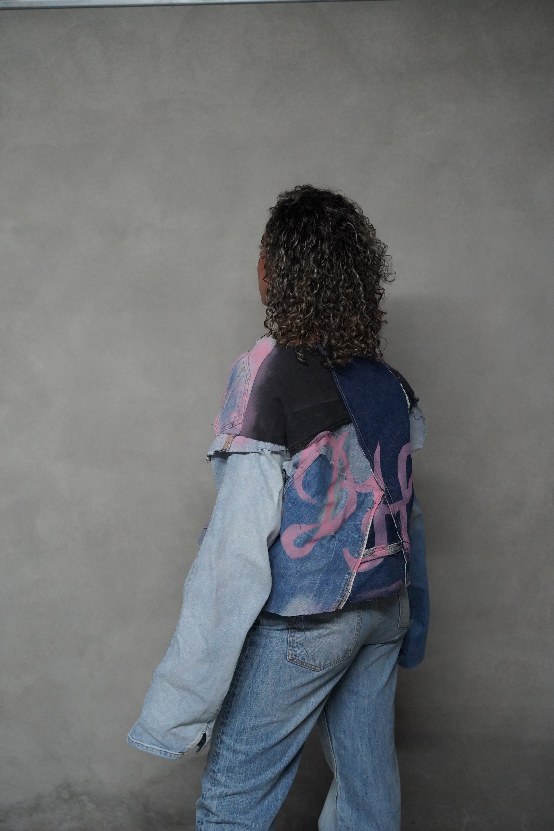 ONE OF ONE DENIM X GRAFFITI CROPPED TOP