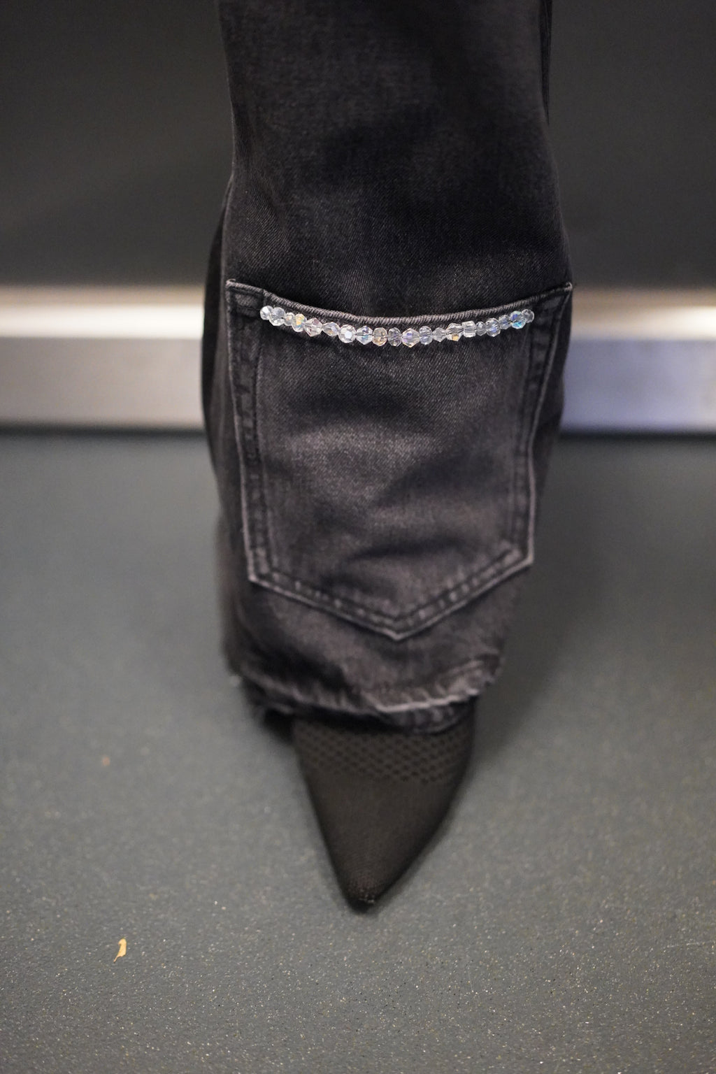 ONE OF ONE FLARED CRYSTAL DENIM
