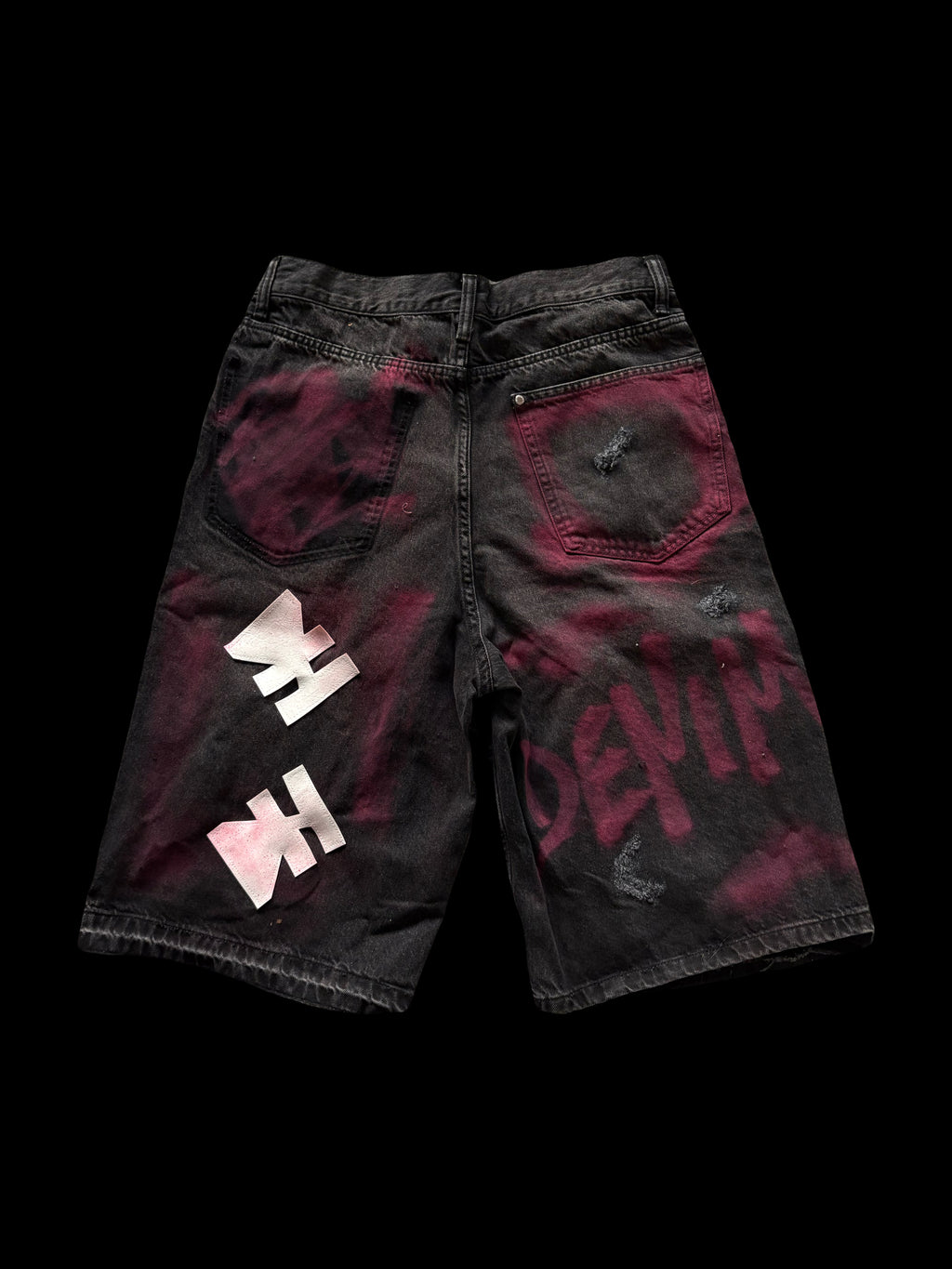 1/1 WHITE AND PINK DENIM SHORTS