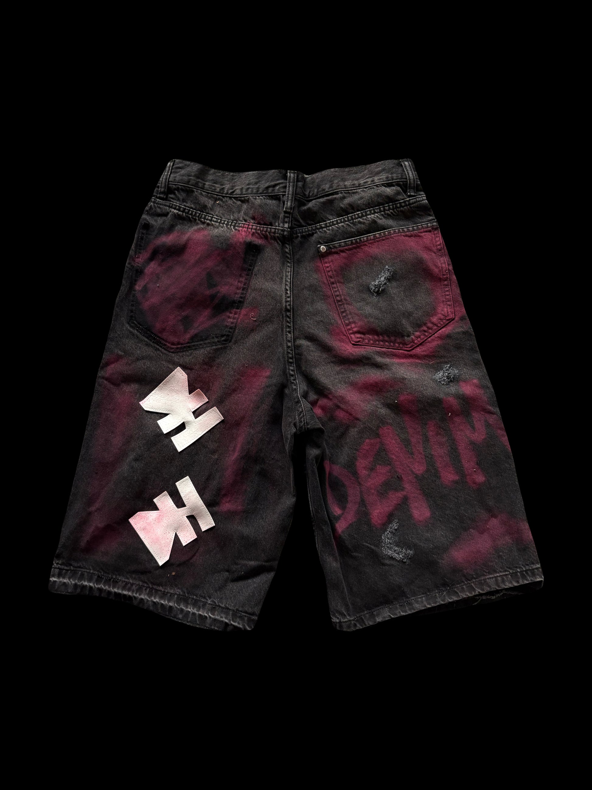 1/1 WHITE AND PINK DENIM SHORTS