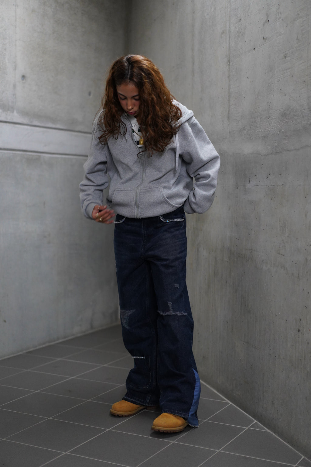 ONE OF ONE DARK BLUE CRYSTAL DENIM