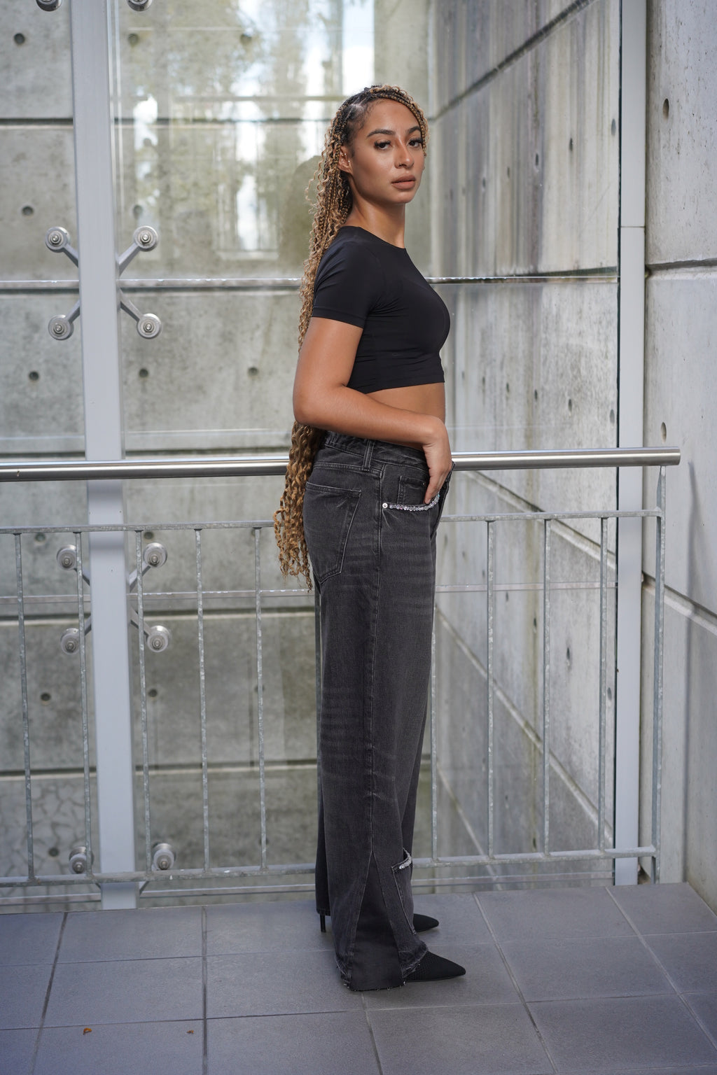 ONE OF ONE FLARED CRYSTAL DENIM