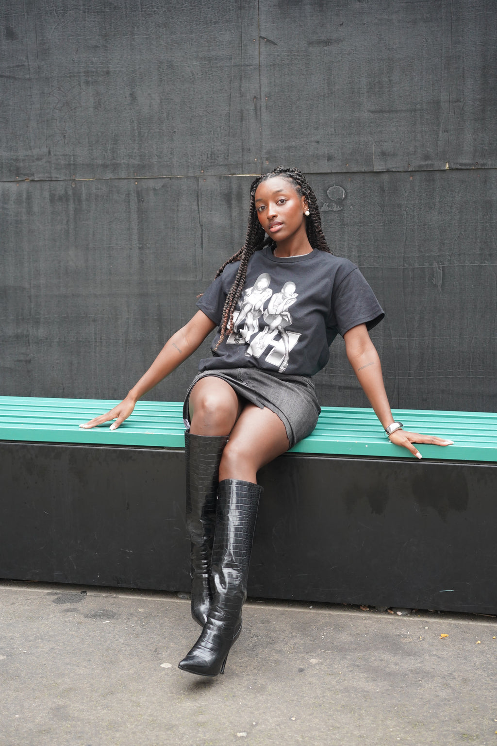 ONE OF ONE DENIM X NET SKIRT