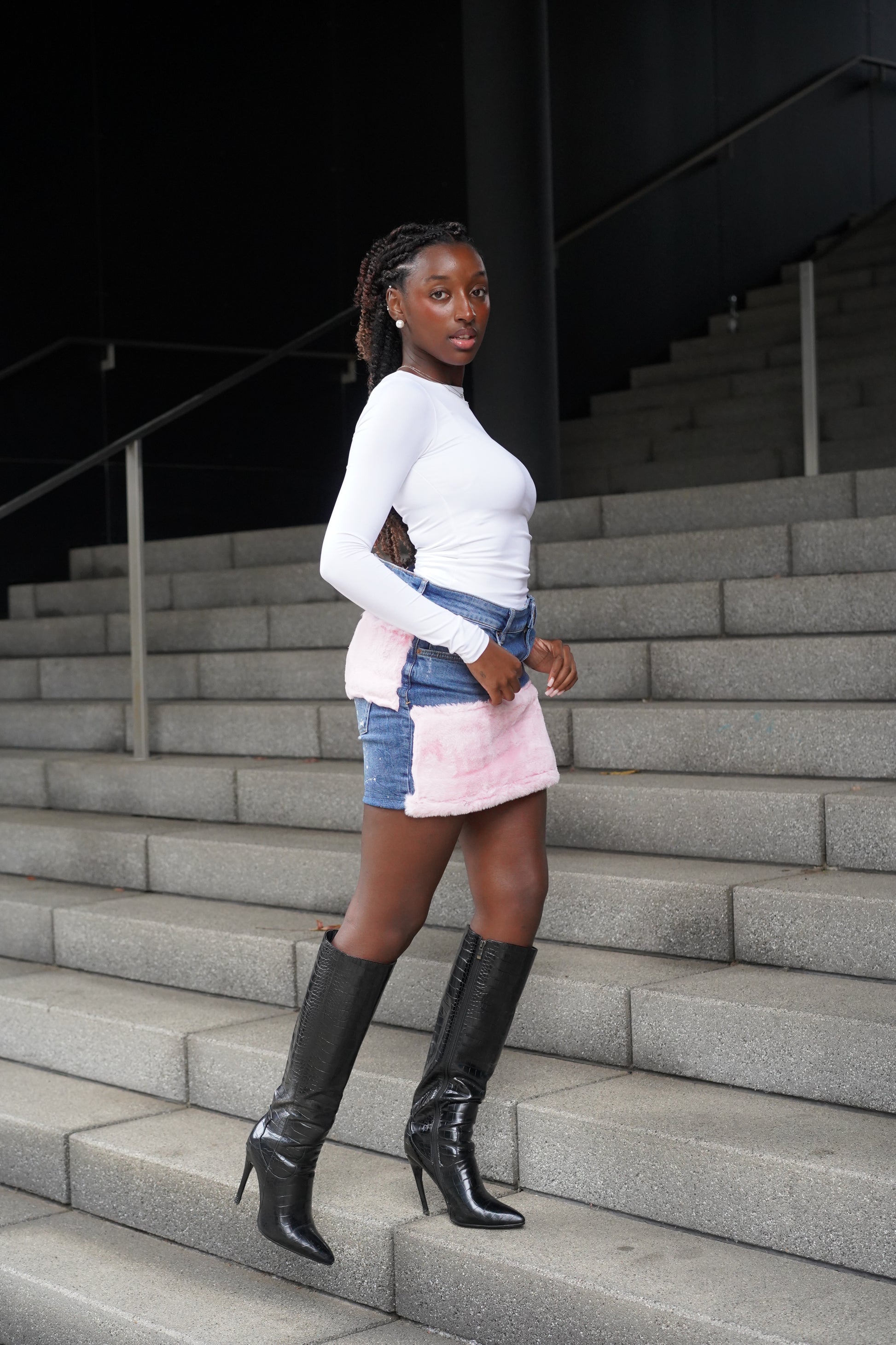 ONE OF ONE COTTON CANDY DENIM SKIRT
