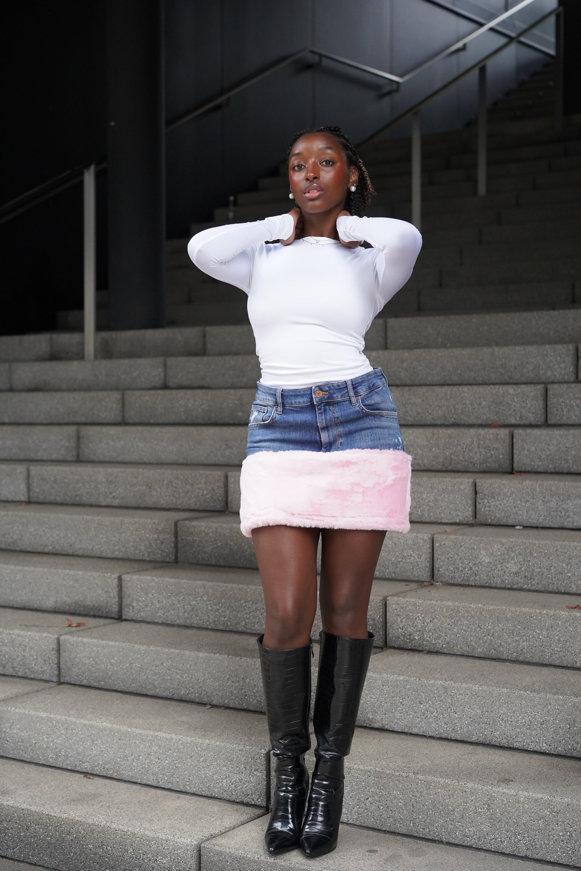 ONE OF ONE COTTON CANDY DENIM SKIRT