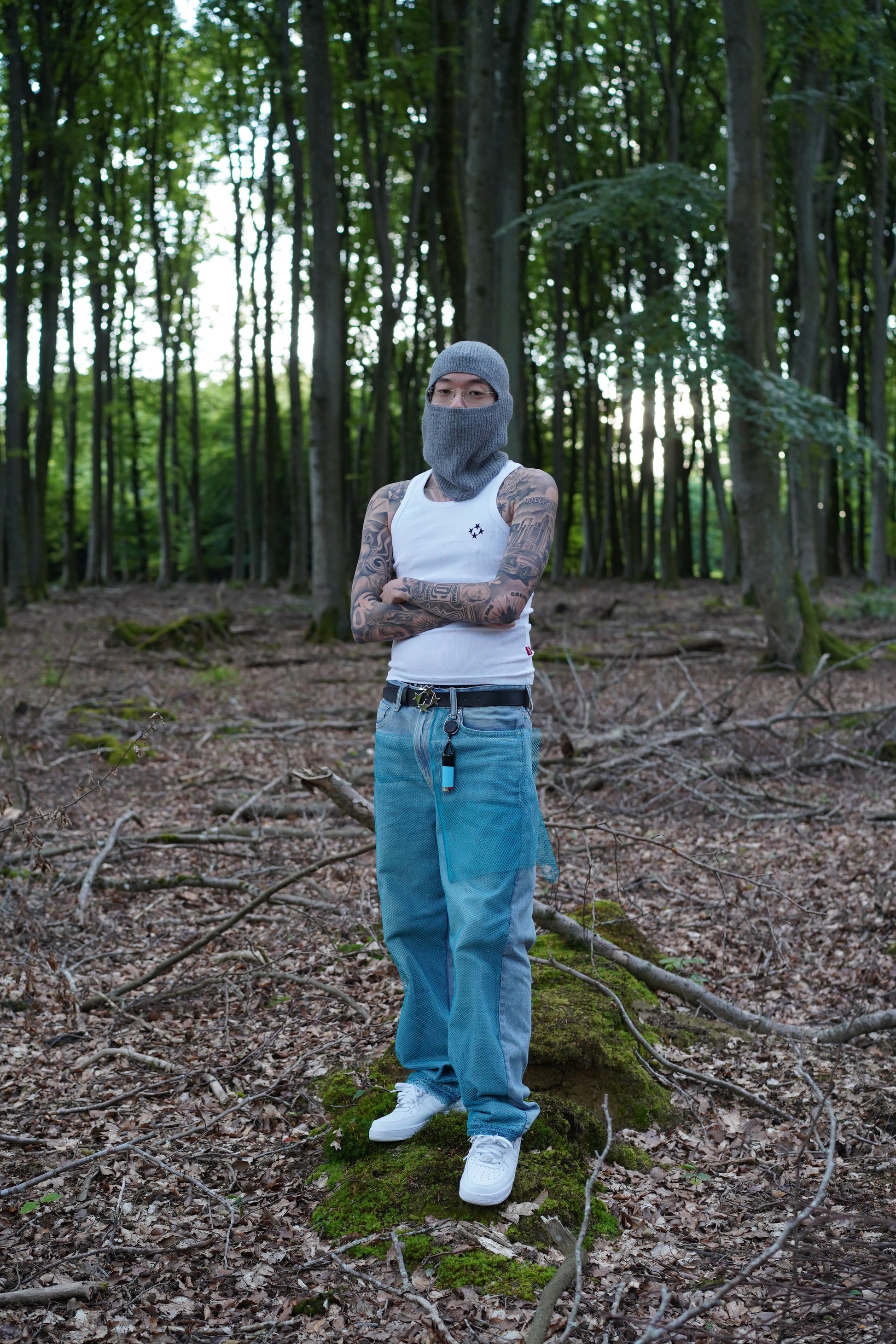 ONE OF ONE NET X DENIM BLUE PANTS