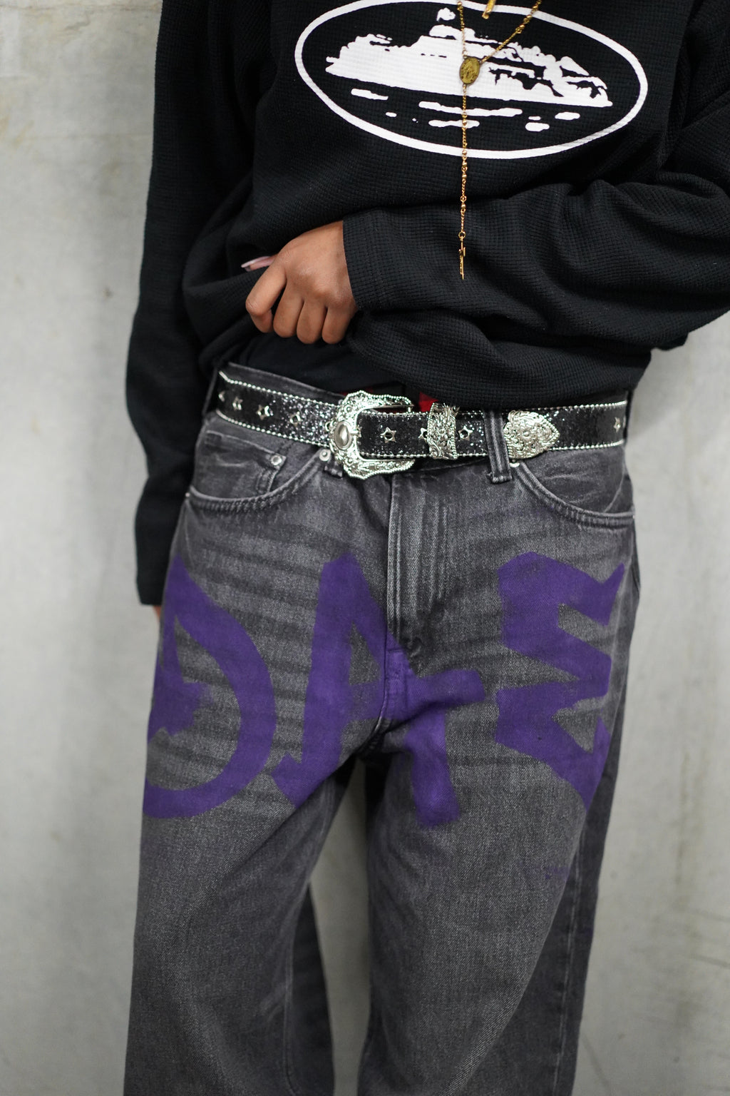 ONE OF ONE GRAFFITI CRYSTAL DENIM