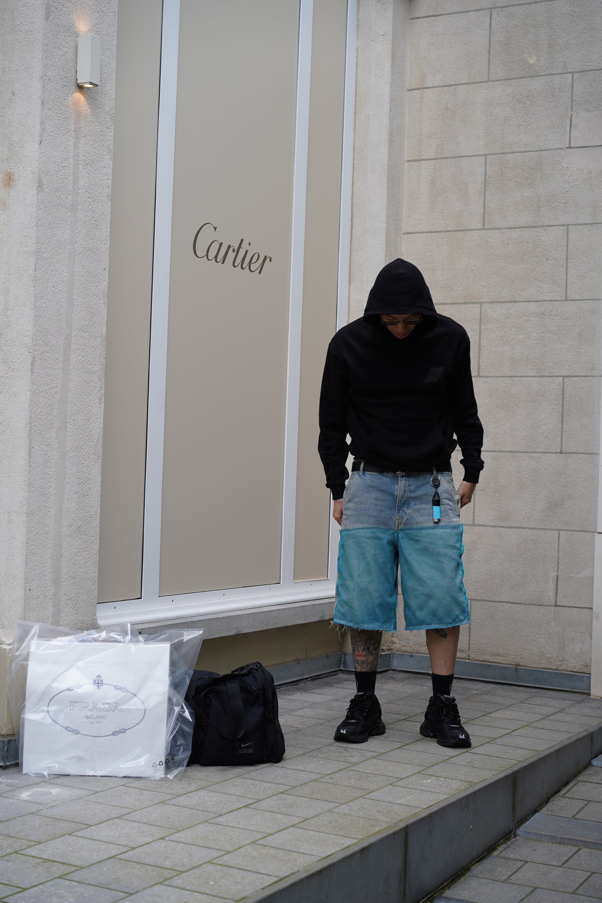 ONE OF ONE NET X DENIM BLUE JORTS