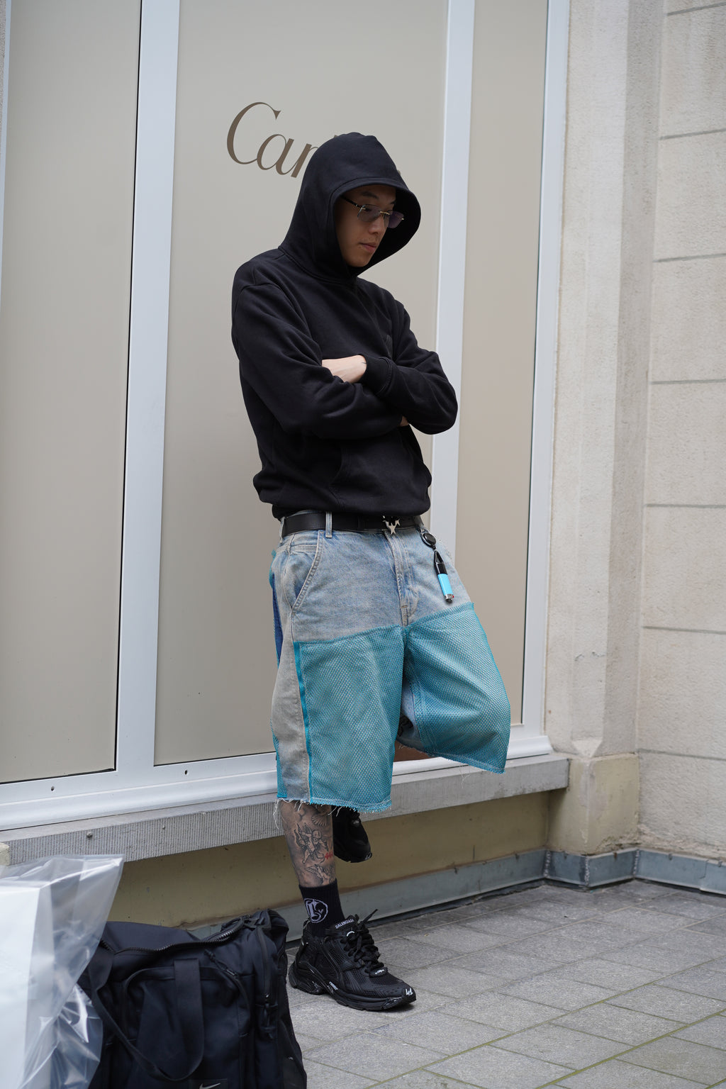 ONE OF ONE NET X DENIM BLUE JORTS