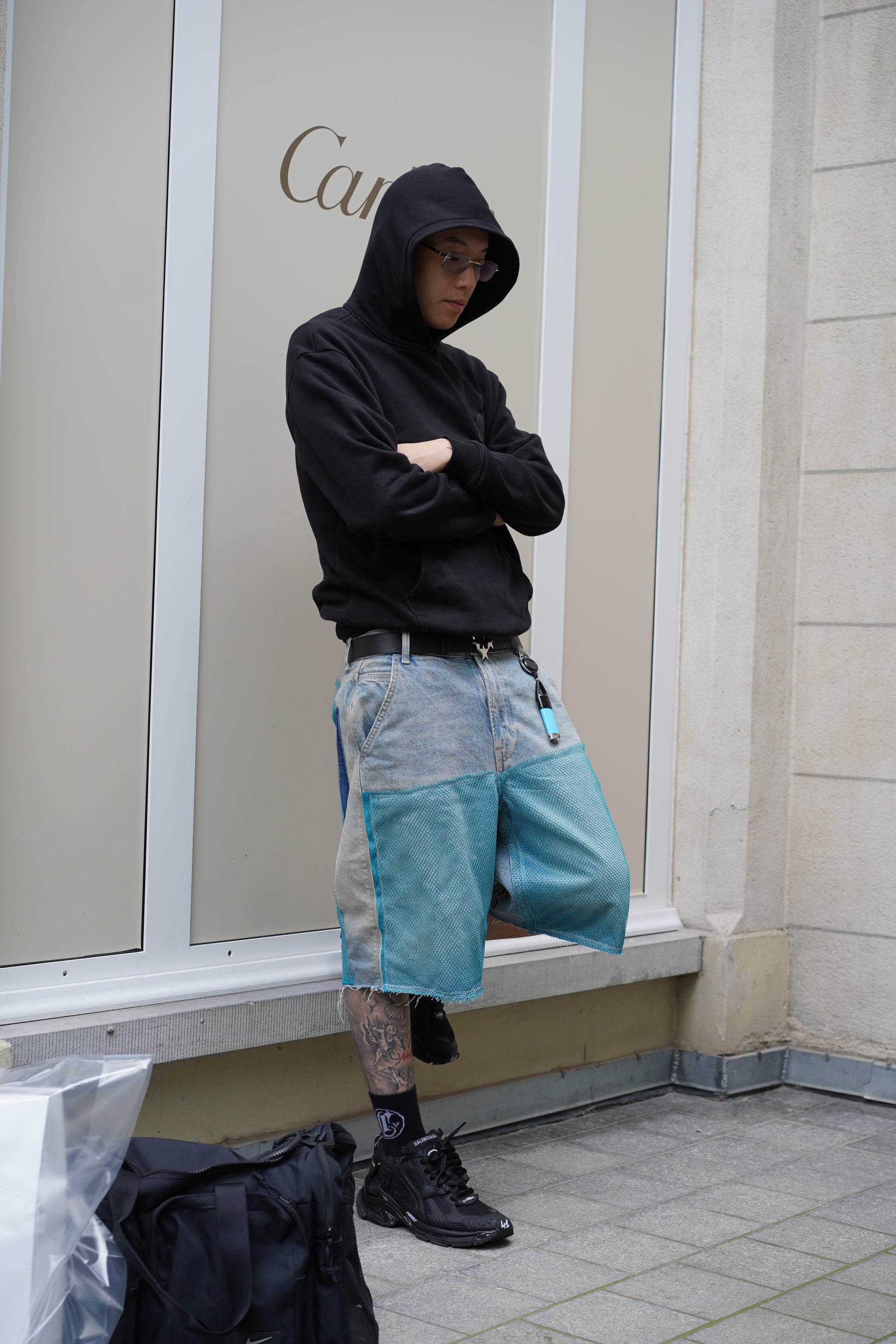 ONE OF ONE NET X DENIM BLUE JORTS