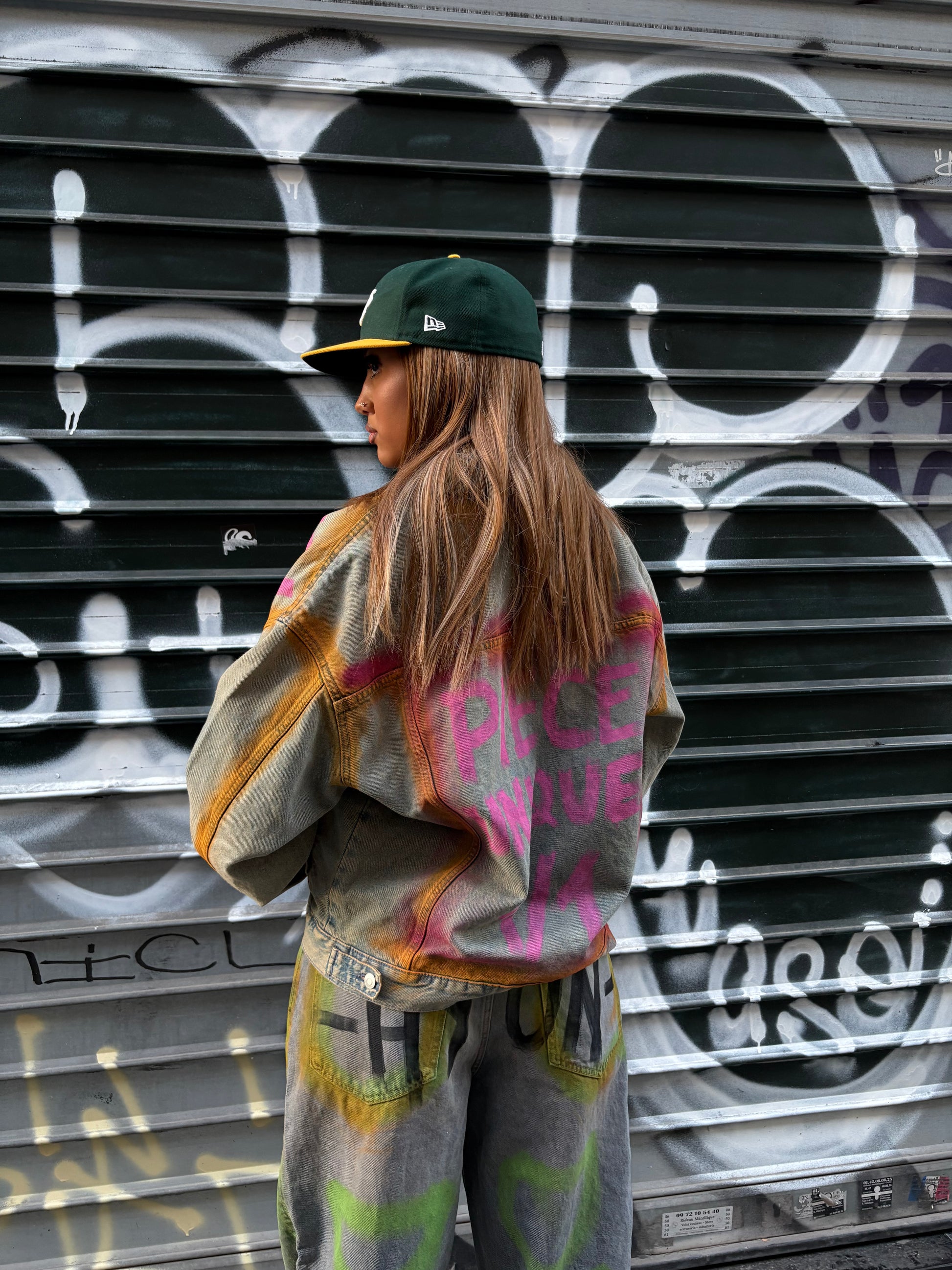 ONE OF ONE DENIM PINK GRAFFITI JACKET