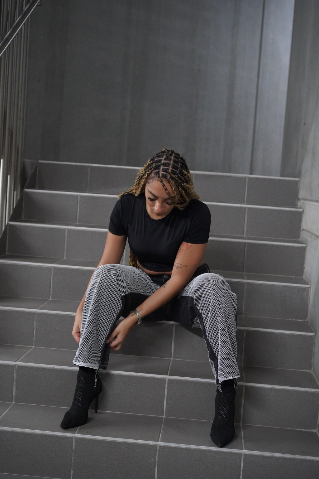 ONE OF ONE BLACK NET DENIM PANTS