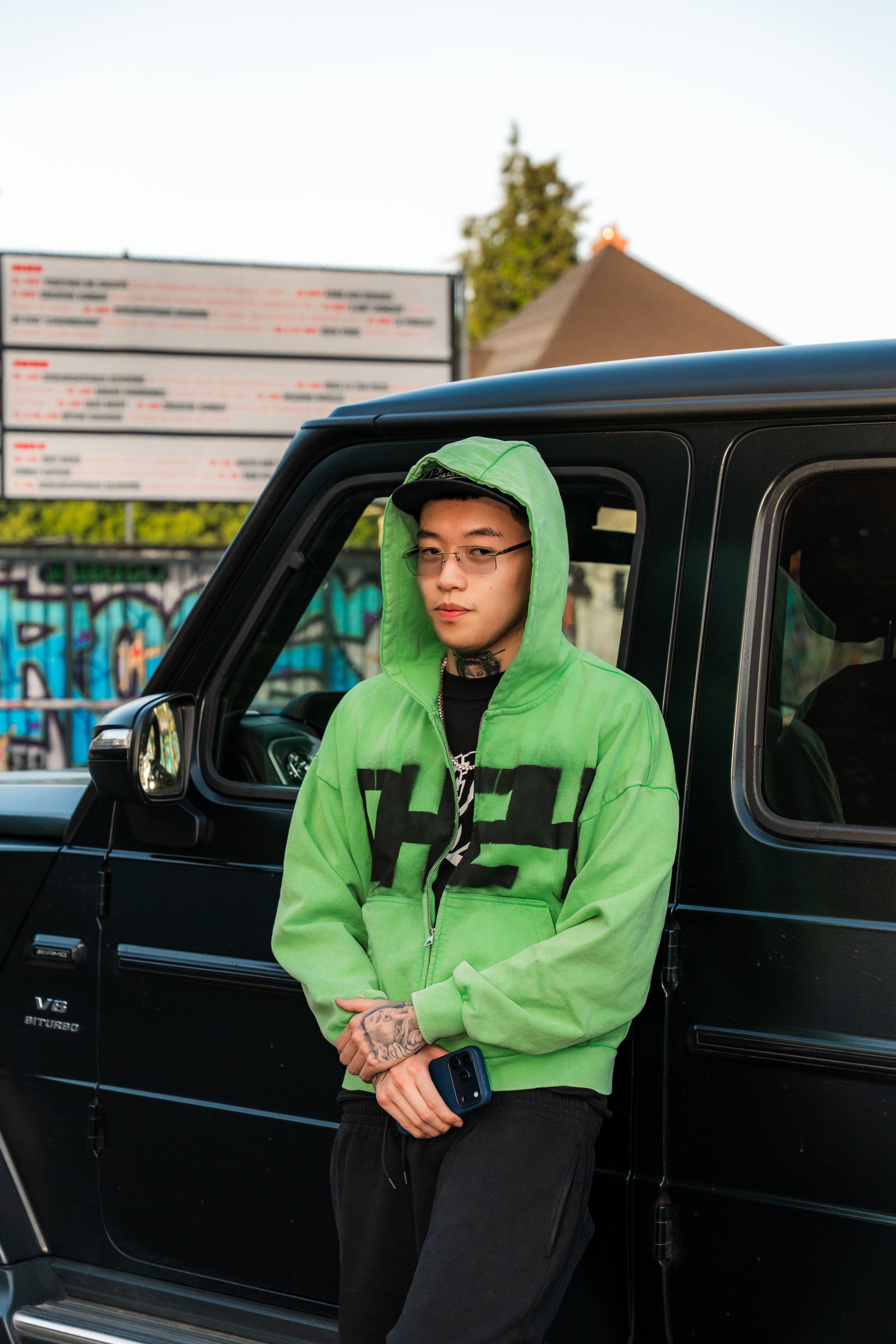 "DH24" Cropped Boxy Green Track Jacket