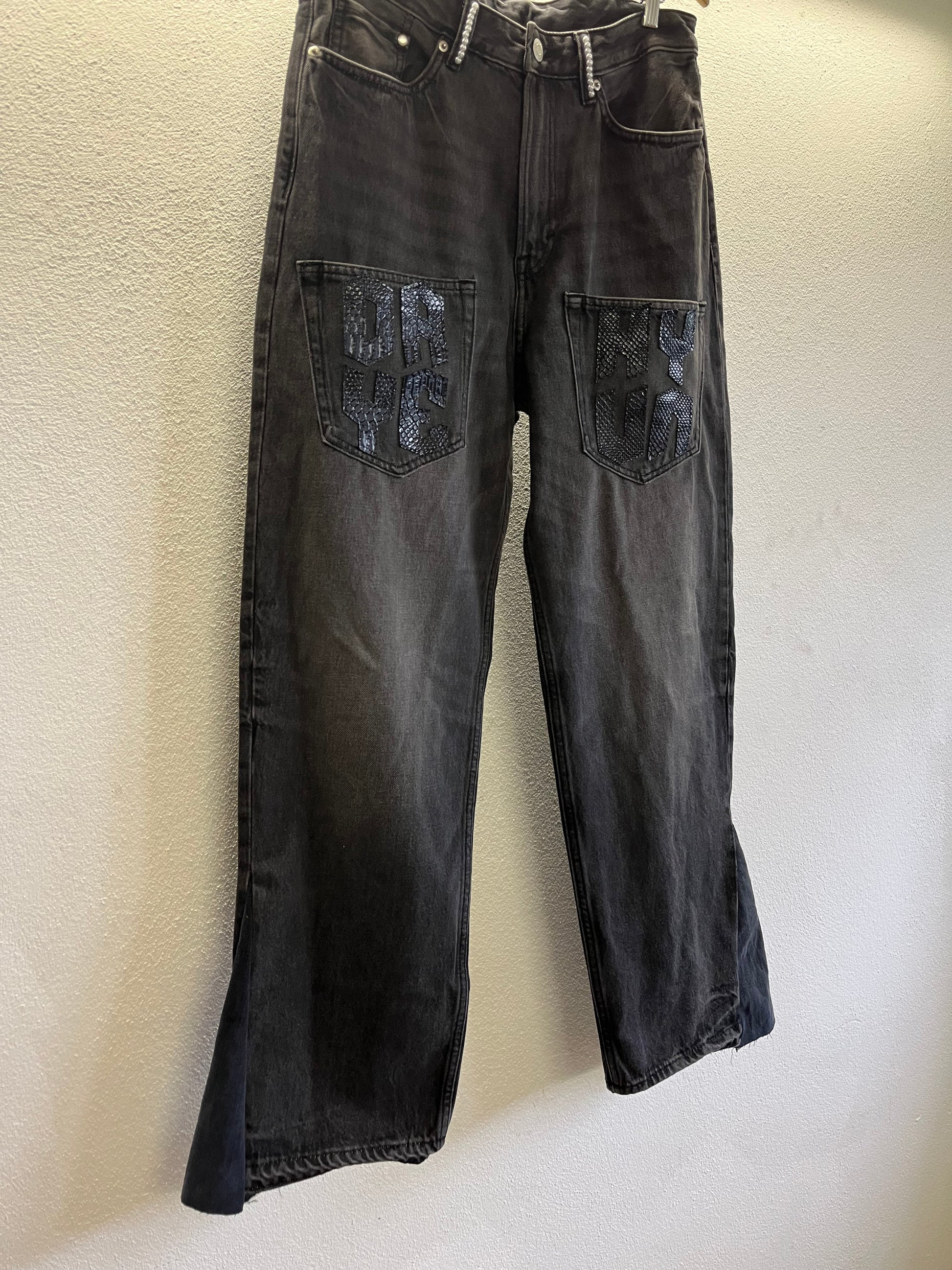 FLARED PATCHWORK DENIM WITH FRONT POCKETS