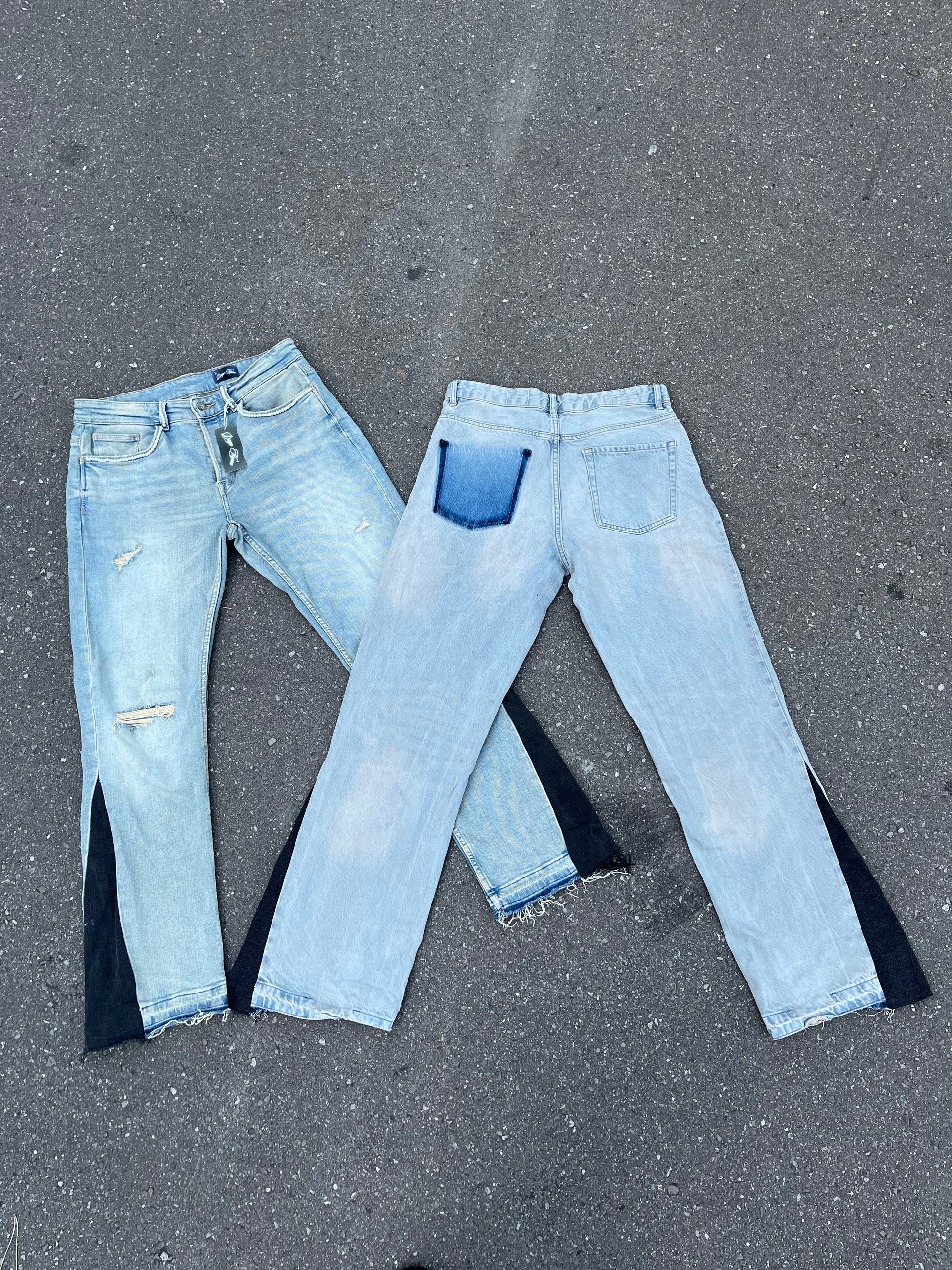 HANDMADE BLUE SLIM FIT DENIM X PEARLS PANTS