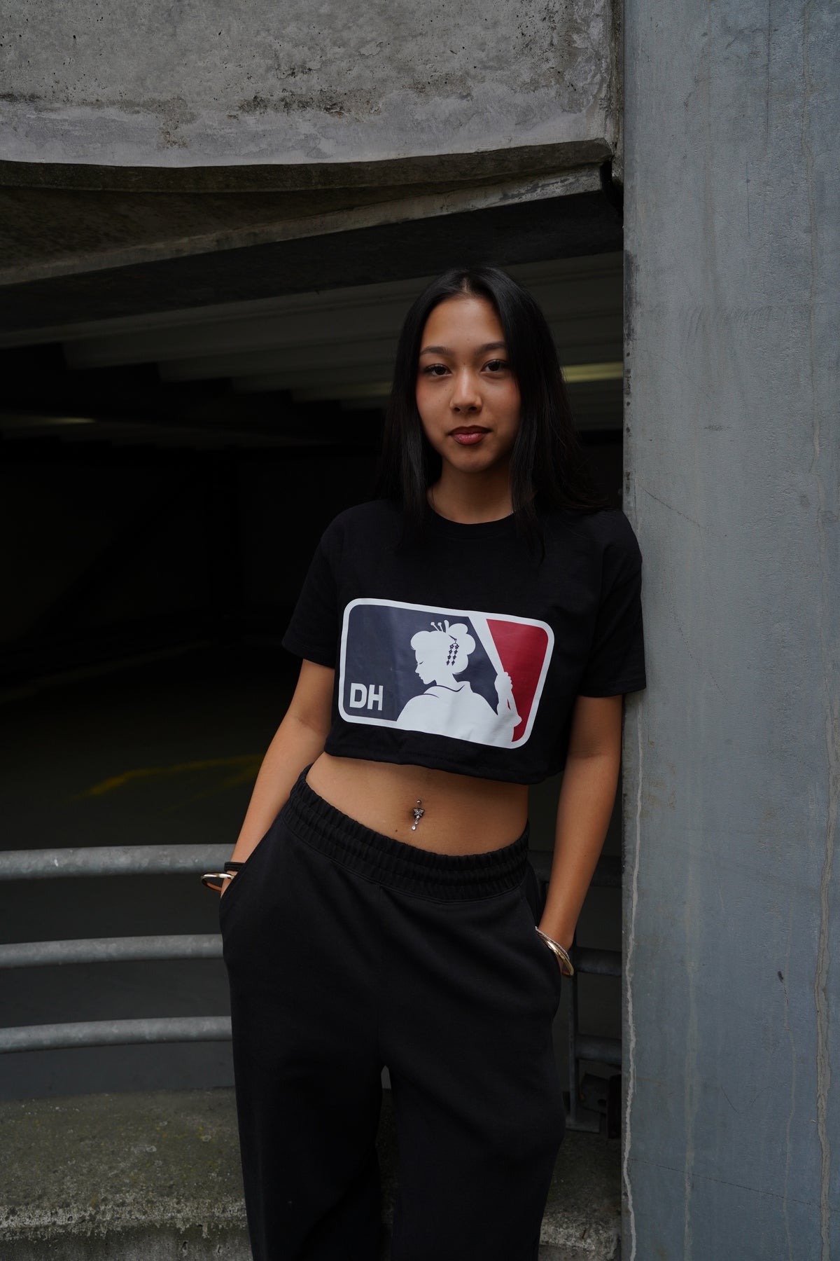 Daye Hyun Emblem Black Crop Tee (pre-order)