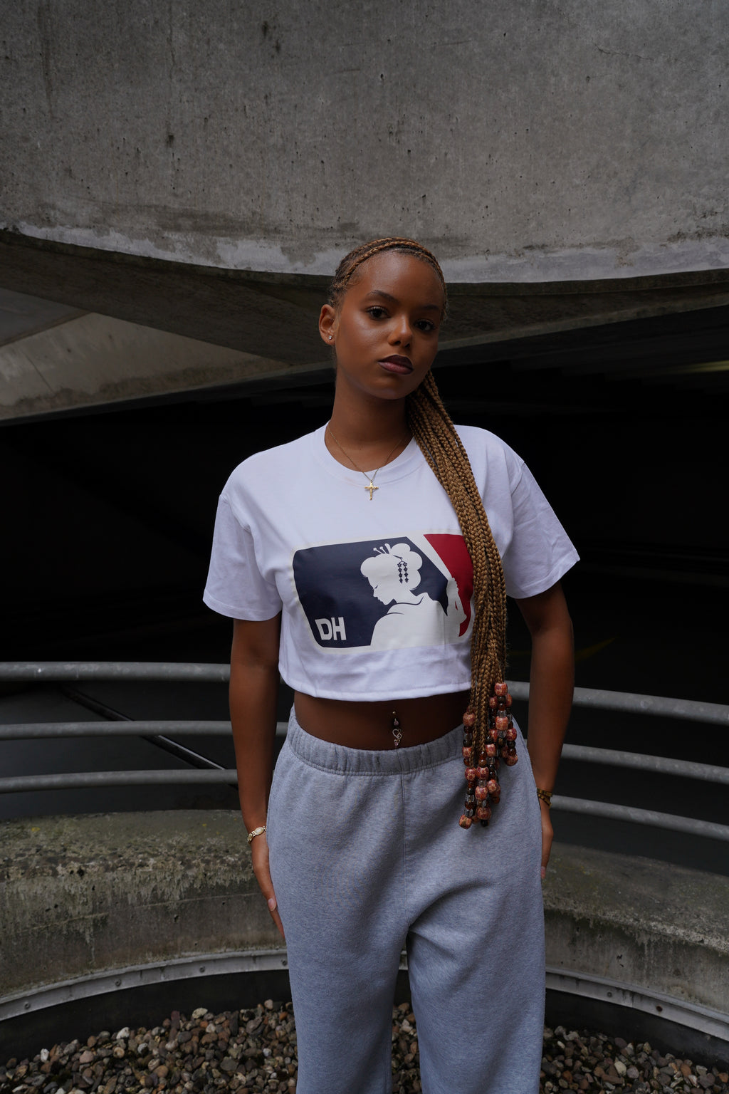 Daye Hyun Emblem White Crop Tee (pre-order)