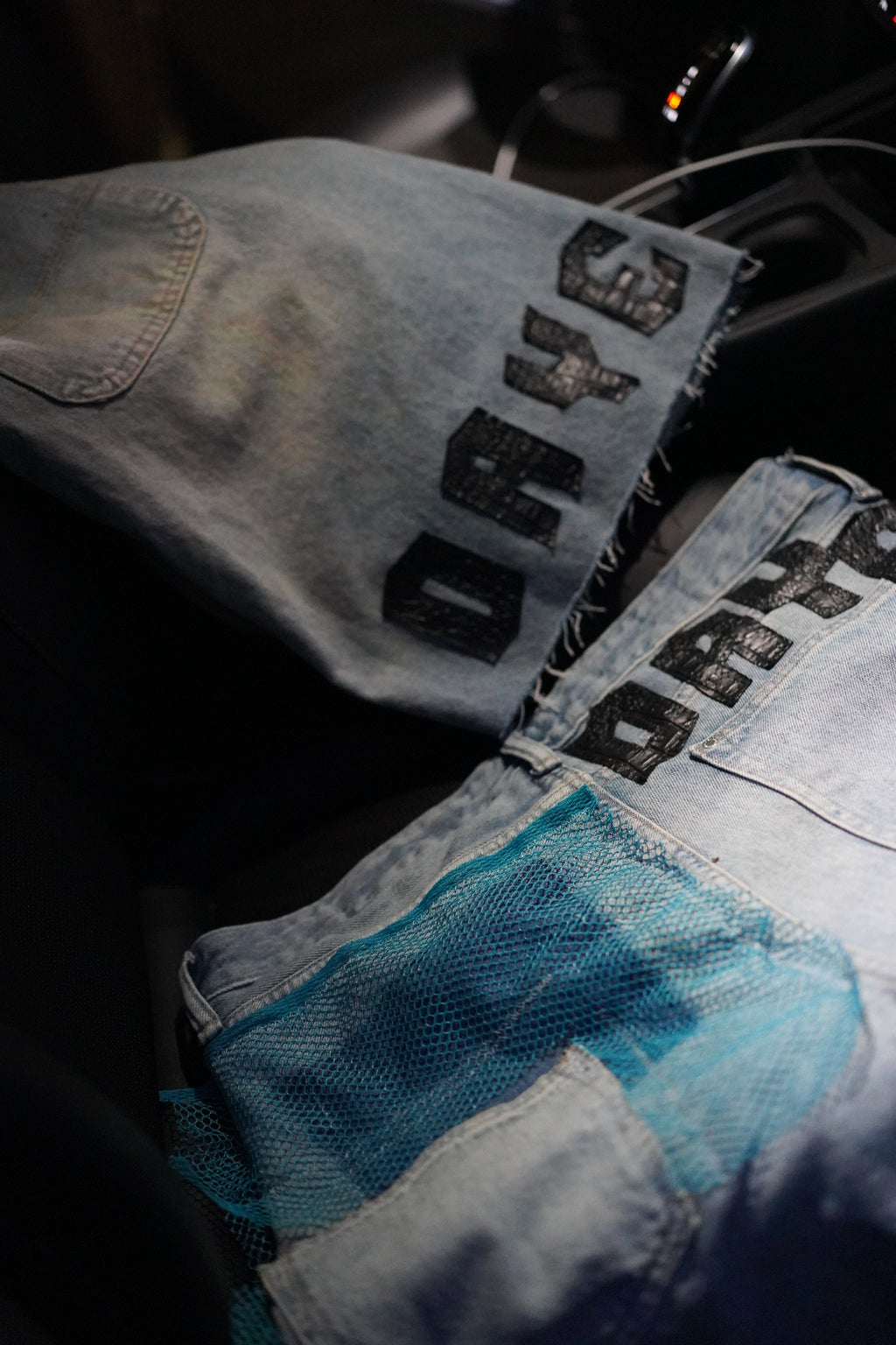 ONE OF ONE NET X DENIM BLUE PANTS